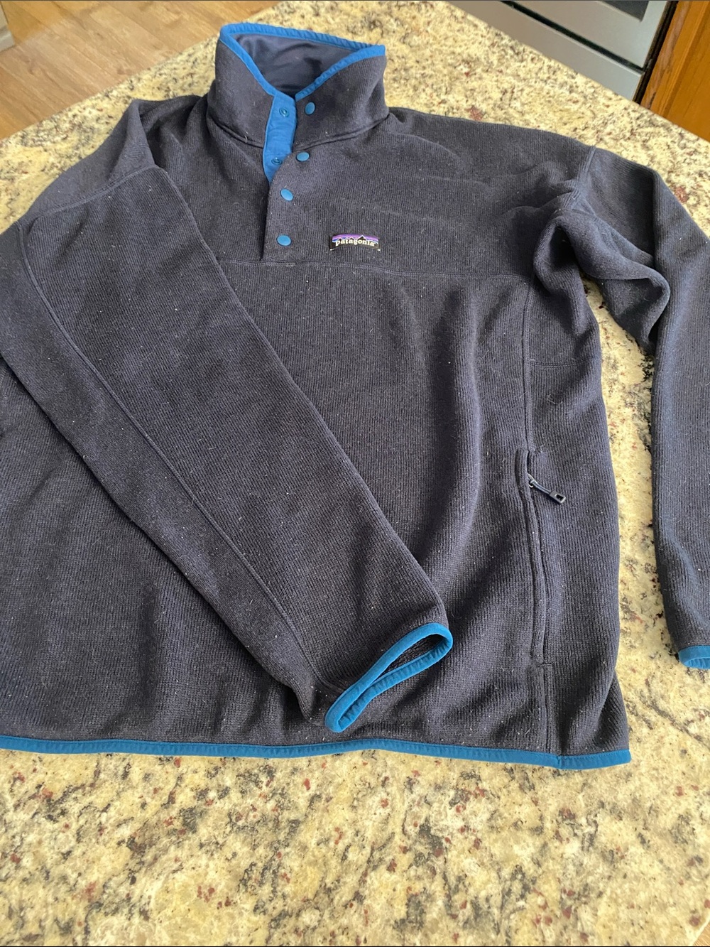 Patagonia Dark Navy Fleece Pullover with Teal Trim